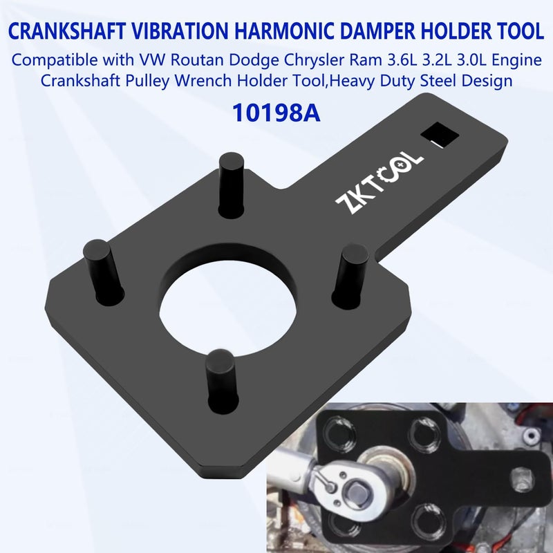 ZKTOOL 10198A Crankshaft Pulley Wrench Holder Tool Compatible with VW Routan Dodge Chrysler Ram 3.6L 3.2L 3.0L Engine - Image 5